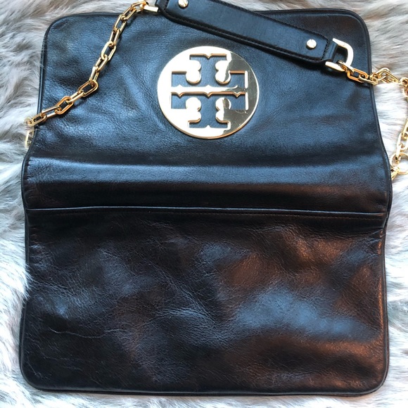 Tory Burch Black Reva Clutch with Strap - Picture 3 of 7